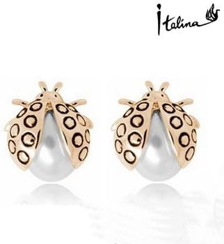 Poppular crystal earring Italina Red Apple 2014 New Arrival Ladybug Stud Earrings 18K Rose Gold Plated Top Quality Gold Color BY Mary Jay