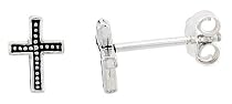 Small Sterling Silver Cross Stud Earrings