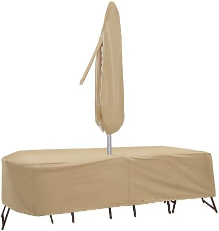 Protective CoversWeatherproof Patio Table and Highback Chair Set Cover, 60 Inch x 66 Inch,  Oval/Rectangle Bar Table, Tan