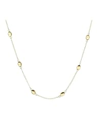 Sterling Silver with 10 Citrine Oval Cabochon Necklace, 18"