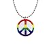 1 Inch Button Necklace of Gay Pride Rainbow Peace Symbol (Lesbian, Bi, Bisexual, Transexual, Transgender)