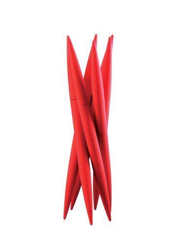 Legnoart Spicy 6-Slot Knife Holder With Steak Knives, Red