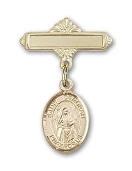14K Gold Baby Badge with St. Deborah Charm and Polished Badge Pin