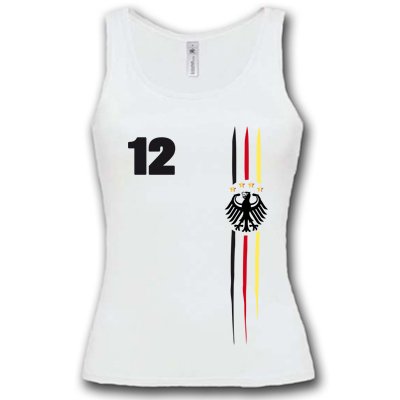 DEUTSCHLAND MOTIV 1 Damen Tank Top Weiss / Schwarz-Rot-Gelb Gr. XL