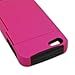 CoverON HYBRID Heavy Duty Hard HOT PINK Case and Soft BLACK Silicone Skin Cover with Kickstand and Credit Card Holder for Apple Iphone 5S / 5 [WCA660]
