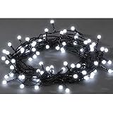 Konstsmide 3691-207 Micro LED Lichterkette (Globe Aufs&auml;tze, 80 kalt wei&szlig;e Dioden, 24V Au&szlig;entrafo, 2.4W, schwarzes Kabel)