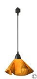 IMAGE OF Jezebel® hand made glass Lily Pendant for Track Lighting Fixture with Black Hardware (Yellow Amber colored glass) Size Small.