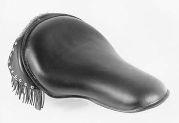 Motorcycle Black Leather Buddy Seat with Fringe Skirt