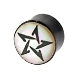 Genuine MOTHER of PEARL Black Horn STAR PLUG - 9/16 Inches
