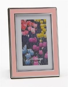 5X7 BABY PINK FRAME - 5X7 SILVER PLATED BABY PINK PHOTO FRAME - frame
