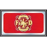 IMAGE OF Fire Fighter Wood Framed Bar Mirror - 26 x 15 Inches