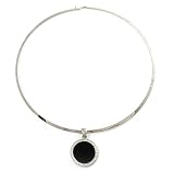 Silver Tone Crystal Medailion Choker Necklace