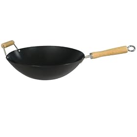 Non Stick Carbon Steel Wok, 34 cm