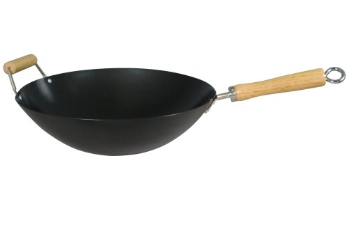 Non Stick Carbon Steel Wok, 34 cm