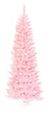 7.5' Pre-Lit Pink Flocked Mesabi Pine Pencil Christmas Tree - Clear Lights