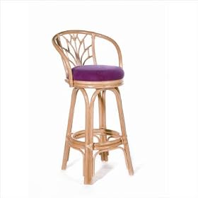 Valencia Indoor Rattan 30 Swivel Bar Stool Fabric: Palm Grove