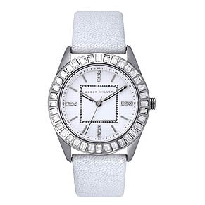 Karen Millen White Round Ladies Watch - K088