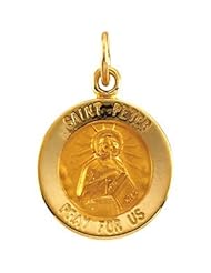 St. Saint Peter Medal Pendant 14K Gold Yellow R16320