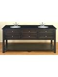 Wood Double Sink Bathroom Vanity with Built-in Recessed Sinks and Faucets with Marble Top Urban Contemporary
