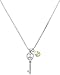 Silver Open Peaceful Heart Key Charm Necklace with AB Swarovski Crystal Drop