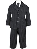 Big Boys Black Pinstripe 5 Piece Suit