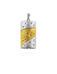 Alexander James 14k Matte Gold and Matte Rhodium Bonded Millennium Pendant in Tutone Chain Not Included
