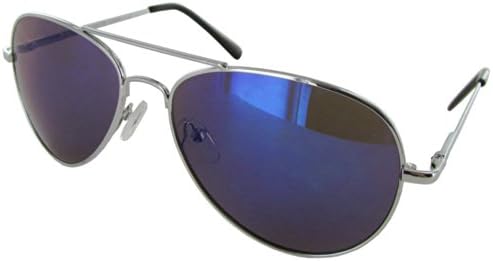 Fashion Eyewear J0880-Revo Metal Frame Aviator Style Sunglasses, Silver-Blue