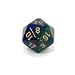 Chessex Gemini Opaque Blue-Green with gold d20 Dice