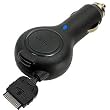 Apple iPhone 3G Rubberized Retractable Car Charger (Black)