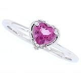 0.58Ct Heart Shaped Pink Topaz and Diamond Ring in 10Kt White Gold