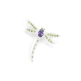 Dragonfly Fashion Pin with Purple and Green Swarovski Crystal (Free Shipping)
