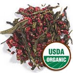 Green Tea, Strawberry Flavored w/Fruit, CERTIFIED ORGANIC, 1 lb. - Bulk