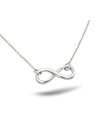 Sterling Silver Rhodium Plated Ladies Infinity Figure Eight Necklace 16 Inch Plus 2 Inch Chain