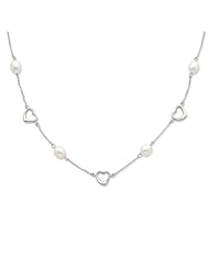 Sterling Silver 17in 7-8mm White Freshwater Cultured Pearl w/ 2in ext. Necklace