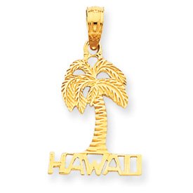 14k Hawaii Palm Tree Pendant - Measures 23.1x12.8mm - JewelryWeb