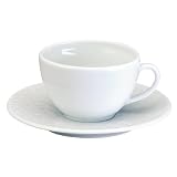 Apilco Aqua 7.7-Ounce Tea Cup and Saucer, White Embossed by APILCO