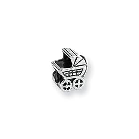 Baby Carriage Charm in Sterling Silver for 3mm Reflections, Expression, Kera, Pandora and SilveRado Bracelets & Necklaces