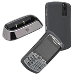 Combo of Charging Pod and Gray Silicone Skin Cover Case for Blackberry Curve 8300 8330 8320 8310