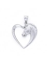 Sterling Silver Horse In Heart Pendant