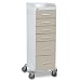 TrippNT 51096 HDPE/ABS Tall Cart, Front Locking, 15" Width x 46" Height x 17" Depth, 6 Drawers, Almond