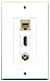 RiteAV - 1 Port HDMI 1 Coax Cable TV- F-Type 1 Phone RJ11 RJ12 Beige Wall Plate Decora