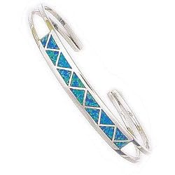 Morningflower Blue Opal Triangle Inlay Cuff Bracelet by Something Silver