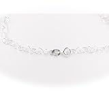 Heart Link Sterling Silver Nickel Free Chain Bracelet Italy 7.5 Inch