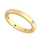 14k Yellow Gold Bezel set Diamond Semi Eternity Wedding Band Ring (G-H/SI, 0.21 ct.)