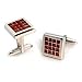 Rhodium Cufflinks with Red Faux Jade - Sold as a Pair