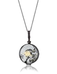 Eva Hanusova "Locket " Elephant Charm Lace Oxidized Silver Necklace