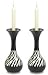 2 Curvy Matte Ebony Zebra Stripe Candle Holders