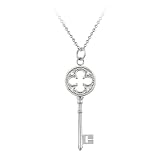 Sterling Silver and Diamond-Accent Key Pendant with Rolo Chain, 18