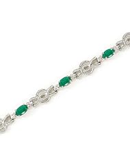 14kt Yellow Gold Oval Emerald and Diamond Bracelet