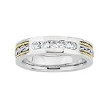 14K Two-Tone Gold Diamond Handwoven Wedding Band Duo - Lady's Ring